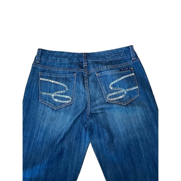 Seven 7 Jeans Women's SZ 29 Blue Denim Crystal Bootcut Leg Dark Wash Low Rise - Picture 3 of 6